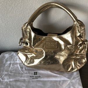Kate Spade Gold Metallic Handbag Purse Bow Tie